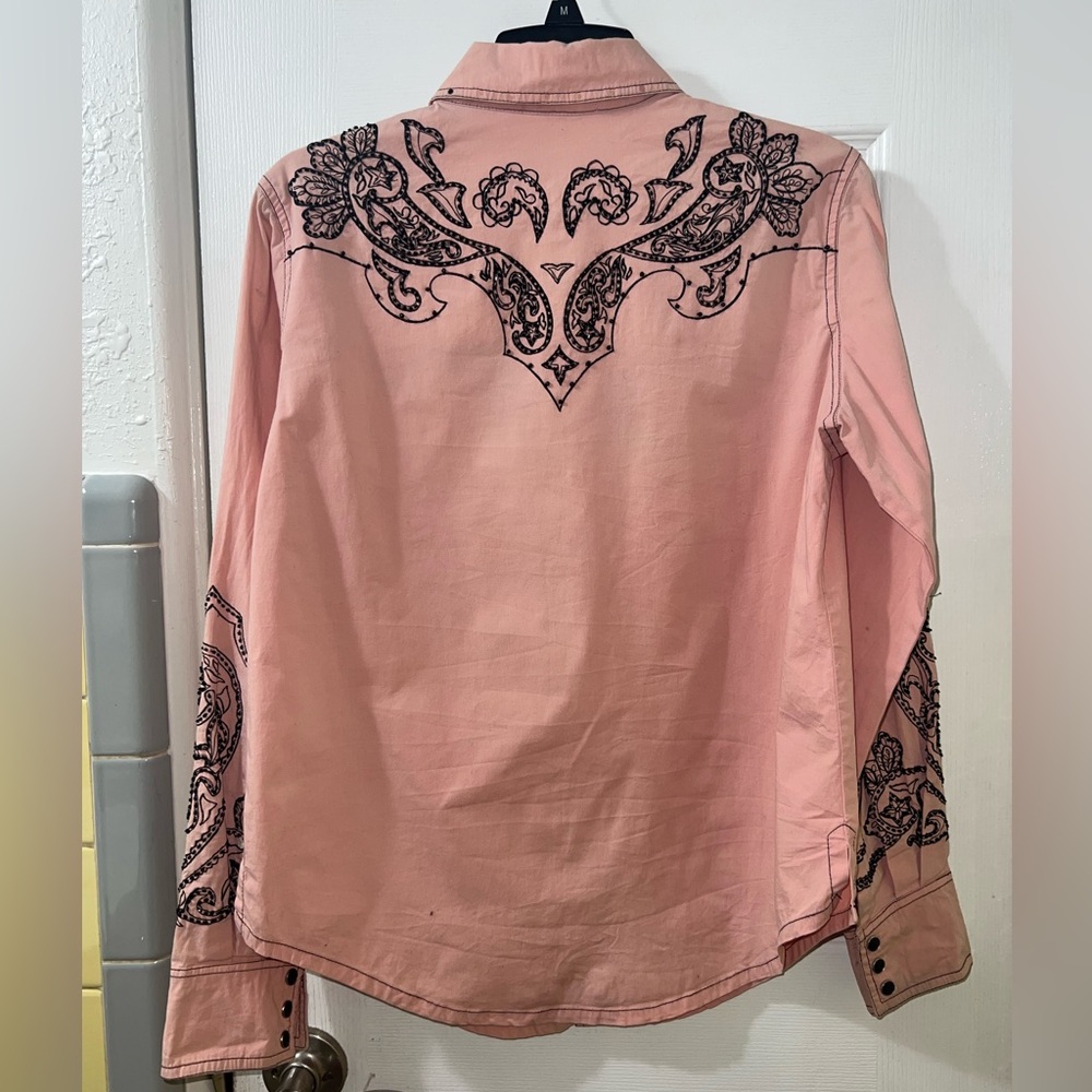 Pink Beaded Women’s Cowgirl Western Shirt Pink Pony Club - Picture 7 of 8